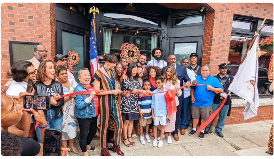 Ribbon cutting at the Park 54 restaurant grand opening in Hyde Park, Boston